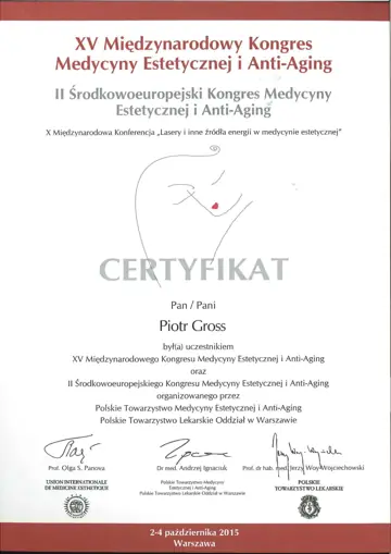Certyfikat — dr Piotr Gross